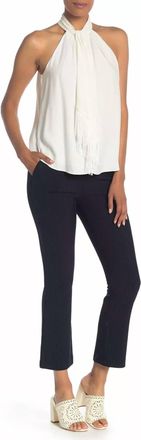 Joie Pinstriped Kick Flare Cropped Ankle Trousers In Navy Blue