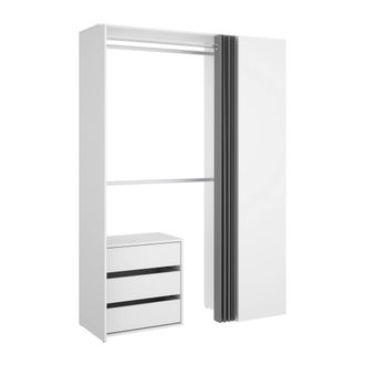 Dmora Armario Dmatin, Estructura Para Vestidor, Perchero Abierto, 141x52h205 Cm, Blanco Y Antracita - Dmora