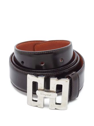 Ferragamo leather belt - men - Leather/Leather - One Size - Brown