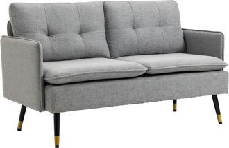 HOMCOM Homcom - Divanetto 2 Posti in Tessuto con Cuscini e Gambe in Acciaio Grigio