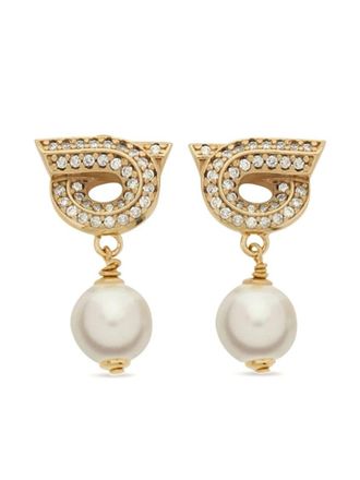 Ferragamo Golden Gancini Drop Earrings
