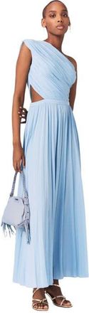 Maje Asymmetrical pleated maxi dress in Blue Sky at Nordstrom, Size 42 Eu