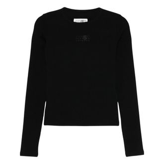 Maison Margiela Top a girocollo a coste - - Tops - Donna - Nero - S