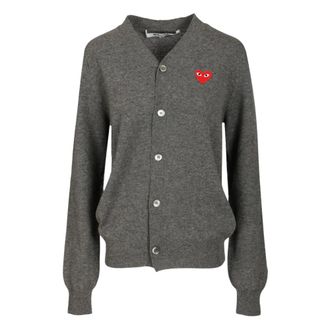 Comme Des Gar&ccedil;ons Cardigans, male, Gray, L, Wool Cardigan with Logo