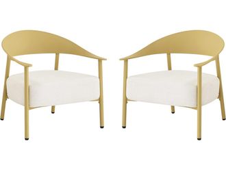 Habitat et Jardin Lote De 2 Sillones De Jard&iacute;n c&eacute;ora De Pl&aacute;stico Y Metal - Amarillo