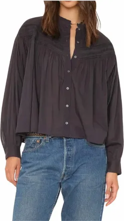 Xirena Clara Long Sleeve Shirt In Obsidian
