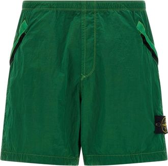 Stone Island Green Logo Patch Bermuda Shorts
