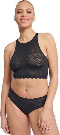 sloggi Crop-Top SLOGGI ZERO Feel Bliss, Damen, Gr. XL, schwarz, Spitze, Obermaterial: 76% Polyamid, 24% Elasthan, unifarben, eng bauchfrei, hoch geschlossene