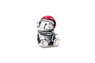 Pandora Christmas Bear Charm - Red & Green Enamel