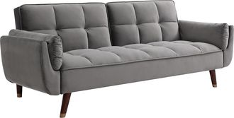 Vente-Unique Sof&aacute; cama de 3 plazas de terciopelo gris GULCAN