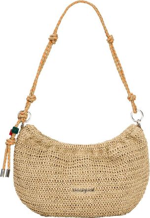 Desigual Medium Oval Raffia Shoulder Bag in Dark Beige at Nordstrom