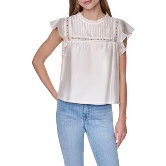 DKNY Studded Pintuck Top in Coconut at Nordstrom, Size Xx-Small