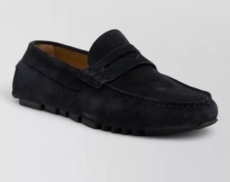 Emporio Armani suede penny strap driver loafers rubber sole