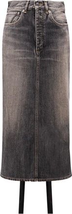 Balenciaga Denim Skirts, female, Gray, 3XS, Grey Maxi Skirt with Back Slit