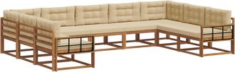 vidaXL Conjunto De Sof&aacute;s De Exterior 9 Uds. Natural Y Beige Vidaxl