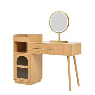 Urban Meuble Tocador moderno efecto madera con espejo con iluminaci&oacute;n led