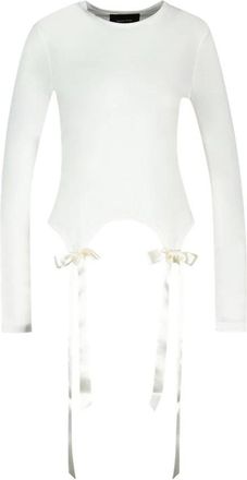 Simone Rocha Bow Tail Easy Long Sleeve T-Shirt - Dames - Longsleeves - Beige - M - Polyester - Tops