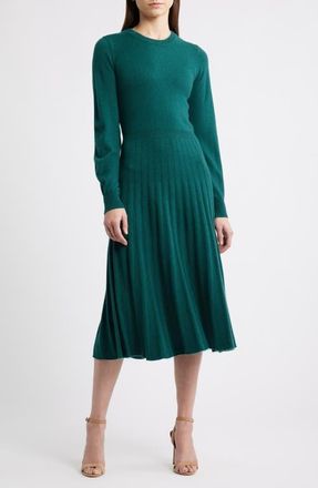 Elie Tahari The Aviva Long Sleeve Cashmere Sweater Dress in Deep Forest Green at Nordstrom, Size Medium