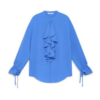 Maliparmi Blouses, female, Blue, Size: XL Sabl&egrave; Crepe Shirt