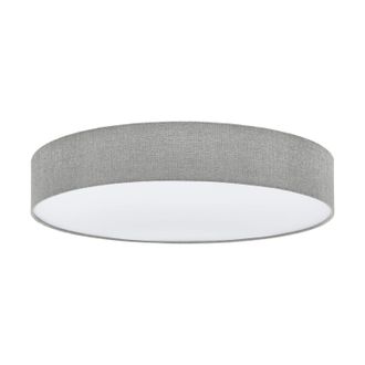 Loops Flush Ceiling Light Colour White Shade Grey White Fabric Linen Bulb E27 5x25W