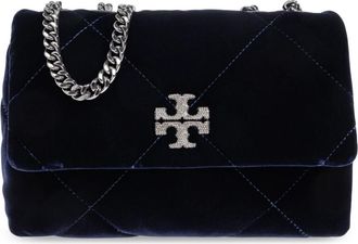Tory Burch Kira Diamond Small Shoulder Bag - Dames - Schoudertassen - Zwart - ONE Size - Katoen - Tassen