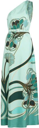 La DoubleJ LA Double J Roy Printed Belted Silk Maxi Dress - Blue - S (UK8-10 / S)