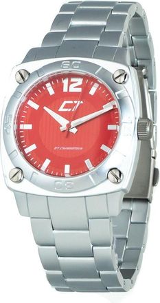 Chronotech Unisex Chcc7079m05mac Red Dial Watch - Light Grey Silver Steel - One Size