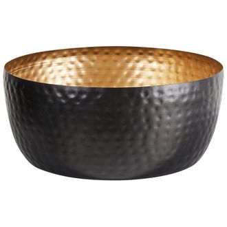 Beliani Beliani - Cuenco Decorativo Negro Y Dorado De Metal Redondo Nido De Abeja Decoraci&oacute;n Accesorio Dise&ntilde;o Glam Banha