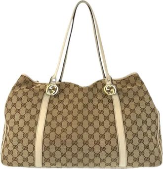 Gucci Pre-owned Tote Bags, female, Beige, Size: ONE SIZE Pre-owned GG Twins GG Canvas 2way Tote Bag