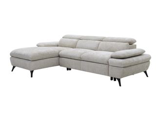 Vente-Unique Sofá chaise longue izquierda en tela texturizada con almacenamiento beige MORAVA