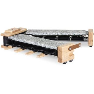 H.Koenig aparato Para Raclette - Hkoenig - Wod362 - 1400 W - Para Hasta 8 Personas - Piedra Para Cocinar Con Base Giratoria - Dise&ntilde;o De Madera
