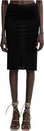 Rick Owens Viscose Midi Rok - Dames - Kokerrokken - Zwart - S - Rokken