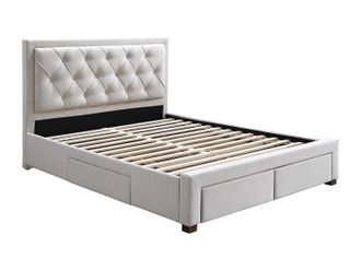 Vente-Unique Letto Con Cassetti 160 X 200 Cm Tessuto Beige - Leopold