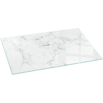 Tulup Vetro Temperato Resistente Al Calore Per Camino Protezione del Pavimento dal Calore Resistente a Scintille Motivo marmo con venature 100x50 cm