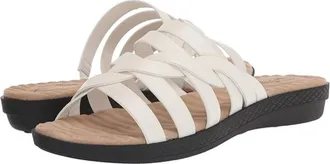 Easy Street Sheri Sandal Womens White Faux Leather Slip On Slide RHS8492