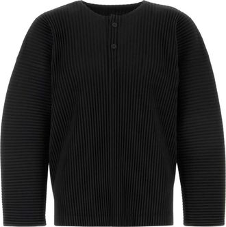Issey Miyake Ronde hals gebreid - Heren - Ronde hals truien - Zwart - M - Polyester - Truien & Vesten