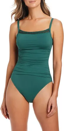 Bleu Rod Beattie Square Neck One-Piece Swimsuit in Emerald Grove at Nordstrom, Size 10