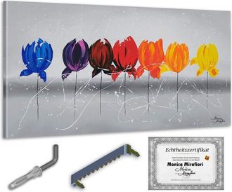 OEM Monica Mirafiori I 100% Pintado A Mano I Cuadro Amapola Arcoiris 140x70cm Cuadro Pintado A Mano Cuadro Acr&iacute;lico Cuadro Acr&iacute;lico De Gran Tama&ntilde;o I Arte 