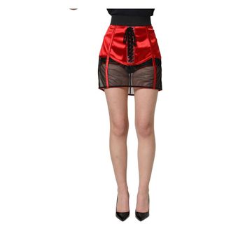 Dolce & Gabbana Short Skirts, female, Black, Size: S Corset-style Miniskirt with Laces and Eyelets