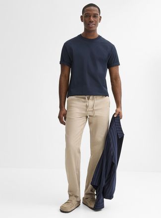 Lindbergh Mens Linen-cotton adjustable-waist pant Relaxed fit