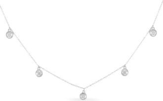 Luxury Bazaar 14kt witgouden halsketting met diamant - Zilver