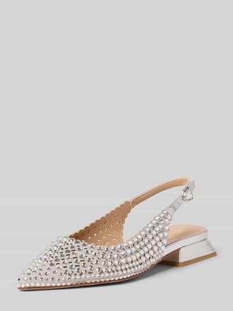 Alma En Pena Ballerinas mit Ziersteinbesatz in Silber, Gr&ouml;&szlig;e 36