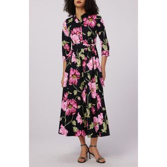 Diane Von F&uuml;rstenberg Blaine Floral Shirtdress in Hendrix Floral Pink Lg at Nordstrom Rack, Size Xx-Small