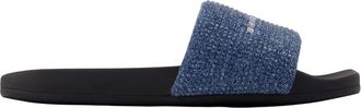 Alexander Wang Crystal Denim AW Pool Slide - Dames - Sandalen - Blauw - 35 EU - Denim - Schoenen