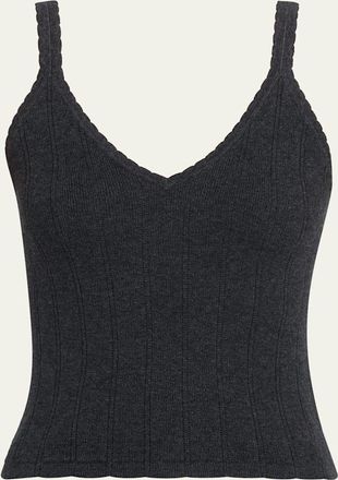 Lisa Yang Suni Scalloped Cotton-Cashmere Rib Tank Top