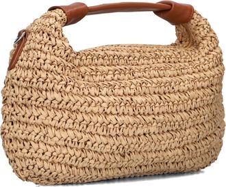 N&uacute;noo Tassen, Dames, Bruin, ONE Size, Wol, Raffia Schoudertas voor Stijlvolle Vrouwen