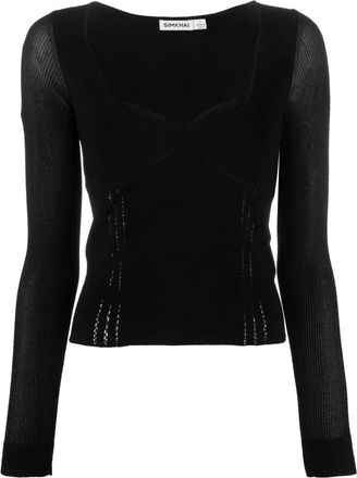 SIMKHAI Elegante Zwarte Viscose Blouse - Dames - Blouses - Zwart - XS - Overhemden