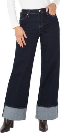 Liverpool L.A. Morgan Cuffed Wide Leg Jeans in Indigo Rinse at Nordstrom, Size 14P