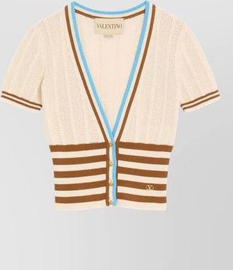 Valentino Garavani cropped knit cardigan short sleeve stripes