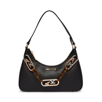 Anne Klein Bag Womens Black Leather Adjustable Shoulder Strap Handbag FROG405